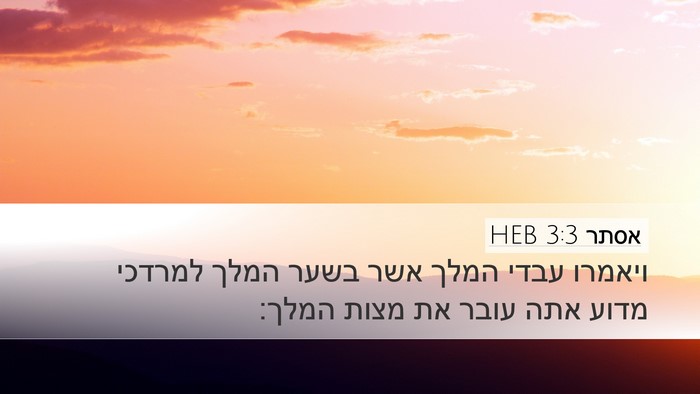 אסתר 3:3 HEB Desktop Wallpaper - ויאמרו עבדי המלך אשר בשער - Desktop Bible Verse Wallpaper