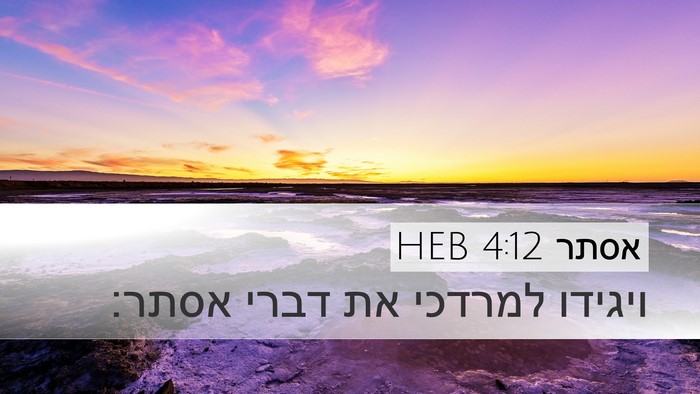 אסתר 4:12 HEB Desktop Wallpaper - ויגידו למרדכי את דברי - Desktop Bible Verse Wallpaper