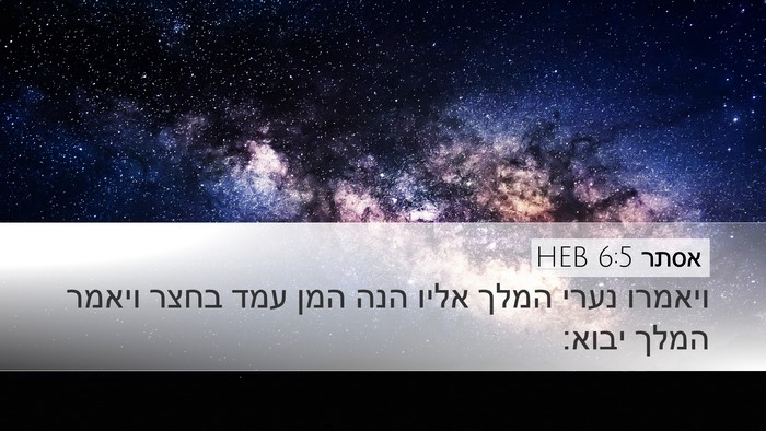 אסתר 6:5 HEB Desktop Wallpaper - ויאמרו נערי המלך אליו הנה - Desktop Bible Verse Wallpaper