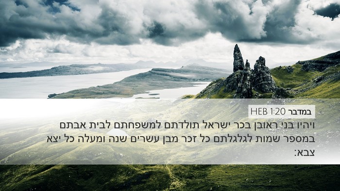במדבר 1:20 HEB Bible Verse Image