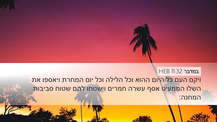 במדבר 11:32 HEB Desktop Wallpaper - ויקם העם כל היום ההוא וכל - Desktop Bible Verse Wallpaper