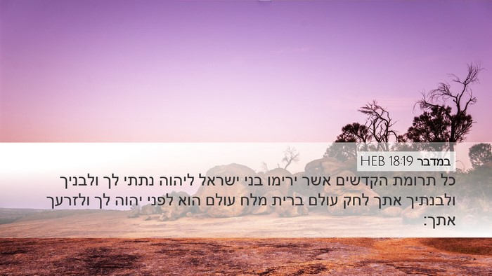 במדבר 18:19 HEB Desktop Wallpaper - כל תרומת הקדשים אשר ירימו - Desktop Bible Verse Wallpaper