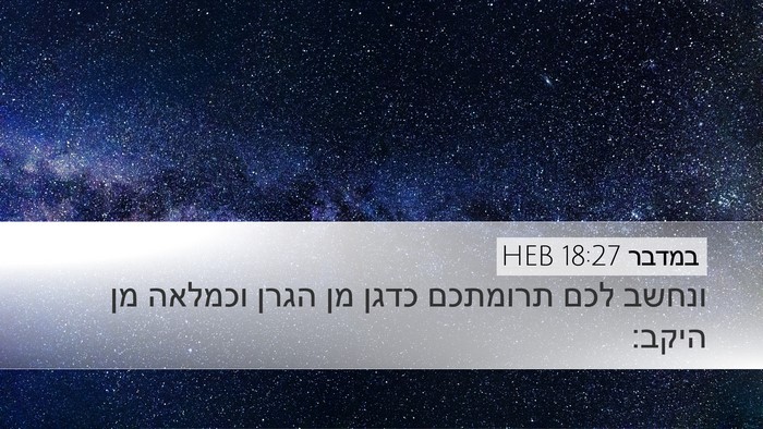 במדבר 18:27 HEB Desktop Wallpaper - ונחשב לכם תרומתכם כדגן מן - Desktop Bible Verse Wallpaper