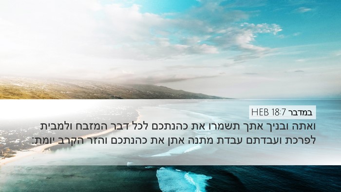 במדבר 18:7 HEB Desktop Wallpaper - ואתה ובניך אתך תשמרו את - Desktop Bible Verse Wallpaper