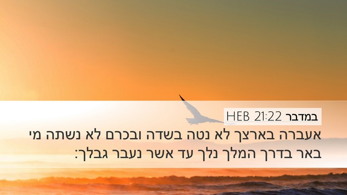 במדבר 21:22 HEB Desktop Wallpaper - אעברה בארצך לא נטה בשדה - Desktop Bible Verse Wallpaper