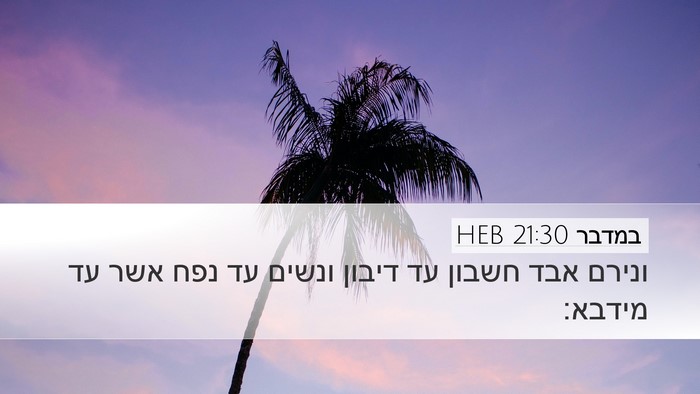 במדבר 21:30 HEB Desktop Wallpaper - ונירם אבד חשבון עד דיבון - Desktop Bible Verse Wallpaper