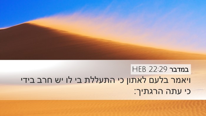 במדבר 22:29 HEB Desktop Wallpaper - ויאמר בלעם לאתון כי התעללת - Desktop Bible Verse Wallpaper