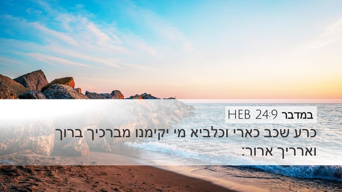 במדבר 24:9 HEB Desktop Wallpaper - כרע שכב כארי וכלביא מי - Desktop Bible Verse Wallpaper