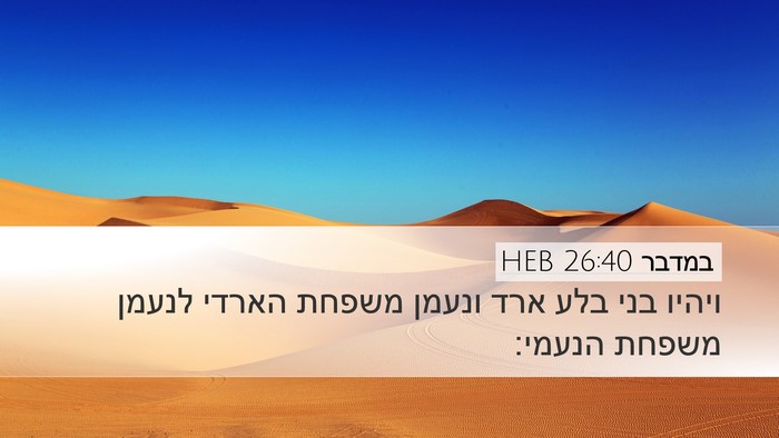 במדבר 26:40 HEB Desktop Wallpaper - ויהיו בני בלע ארד ונעמן - Desktop Bible Verse Wallpaper
