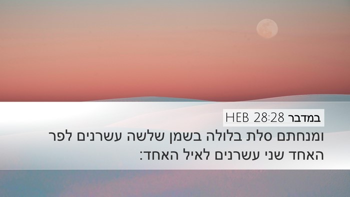 במדבר 28:28 HEB Desktop Wallpaper - ומנחתם סלת בלולה בשמן שלשה - Desktop Bible Verse Wallpaper