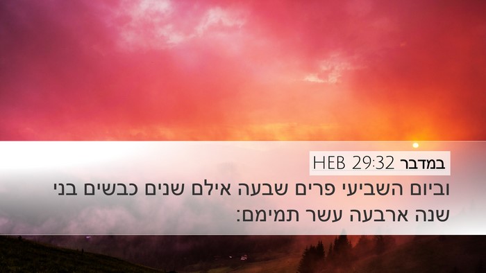 במדבר 29:32 HEB Desktop Wallpaper - וביום השביעי פרים שבעה - Desktop Bible Verse Wallpaper
