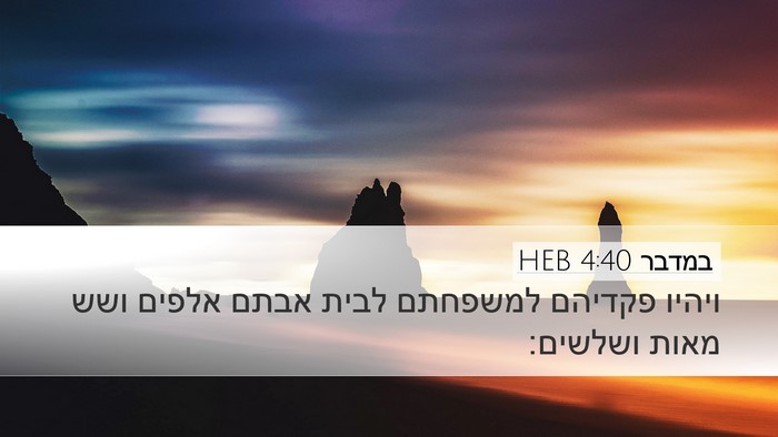 במדבר 4:40 HEB Desktop Wallpaper - ויהיו פקדיהם למשפחתם לבית - Desktop Bible Verse Wallpaper
