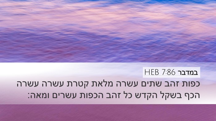 במדבר 7:86 HEB Desktop Wallpaper - כפות זהב שתים עשרה מלאת - Desktop Bible Verse Wallpaper