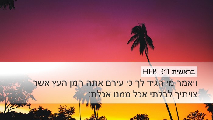 בראשית 3:11 HEB Bible Verse Image