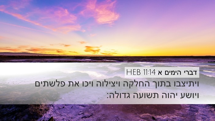 דברי הימים א 11:14 HEB Bible Verse Image