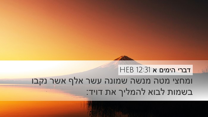 דברי הימים א 12:31 HEB Desktop Wallpaper - ומחצי מטה מנשה שמונה עשר - Desktop Bible Verse Wallpaper
