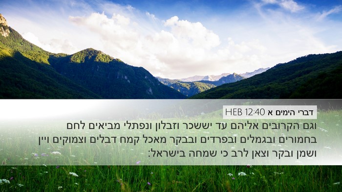 דברי הימים א 12:40 HEB Bible Verse Image