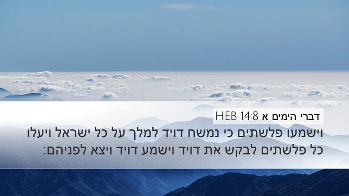 דברי הימים א 14:8 HEB Desktop Wallpaper - וישמעו פלשתים כי נמשח דויד - Desktop Bible Verse Wallpaper