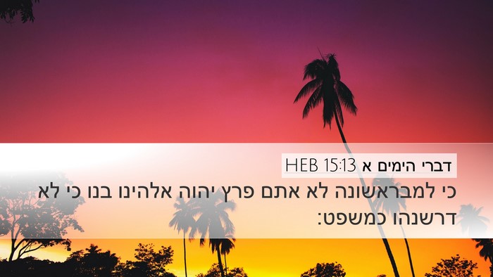 דברי הימים א 15:13 HEB Bible Verse Image