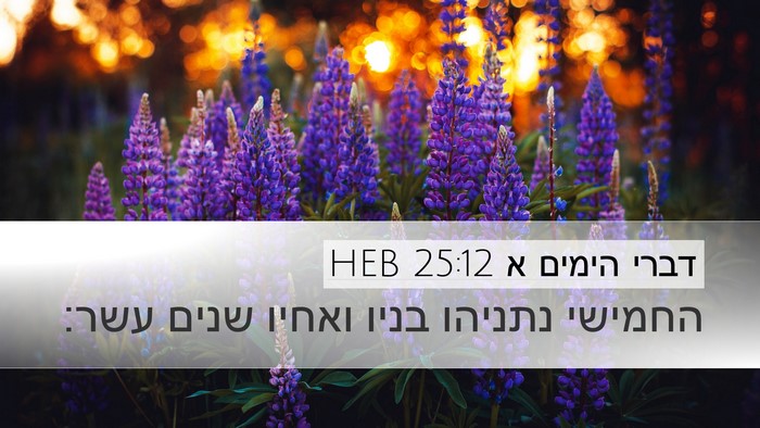 דברי הימים א 25:12 HEB Desktop Wallpaper - החמישי נתניהו בניו ואחיו - Desktop Bible Verse Wallpaper
