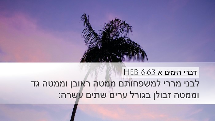 דברי הימים א 6:63 HEB Bible Verse Image