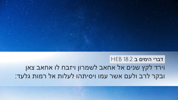 דברי הימים ב 18:2 HEB Desktop Wallpaper - וירד לקץ שנים אל אחאב - Desktop Bible Verse Wallpaper