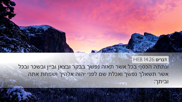 דברים 14:26 HEB Desktop Wallpaper - ונתתה הכסף בכל אשר תאוה - Desktop Bible Verse Wallpaper