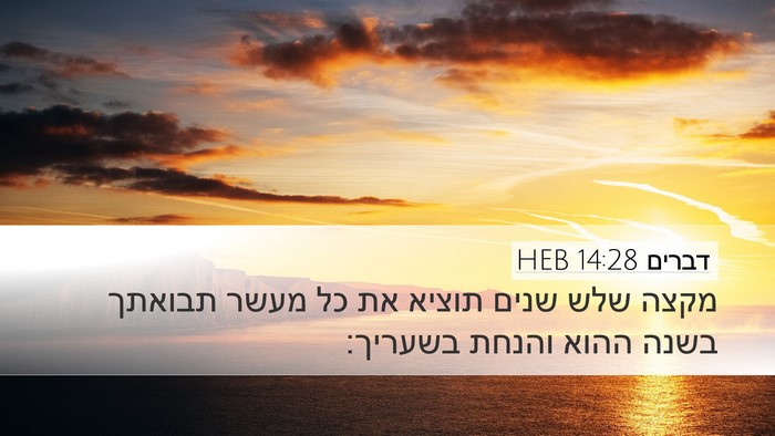 דברים 14:28 HEB Bible Verse Image