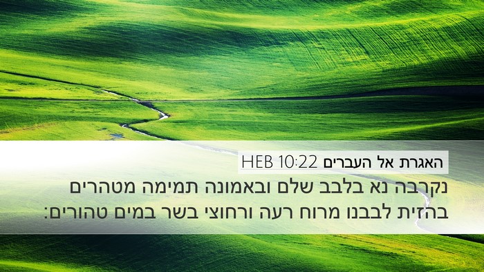 האגרת אל העברים 10:22 HEB Bible Verse Image