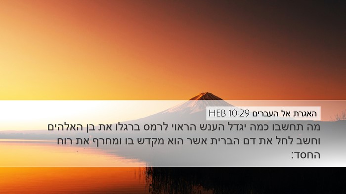 האגרת אל העברים 10:29 HEB Bible Verse Image