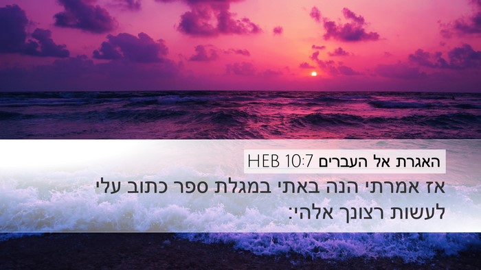 האגרת אל העברים 10:7 HEB Bible Verse Image