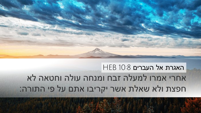 האגרת אל העברים 10:8 HEB Bible Verse Image