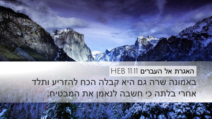האגרת אל העברים 11:11 HEB Bible Verse Image
