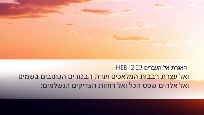 האגרת אל העברים 12:23 HEB Bible Verse Image