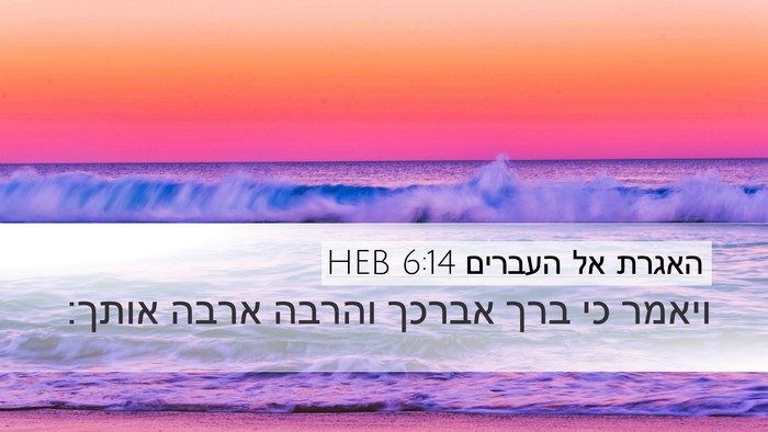 האגרת אל העברים 6:14 HEB Desktop Wallpaper - ויאמר כי ברך אברכך והרבה - Desktop Bible Verse Wallpaper