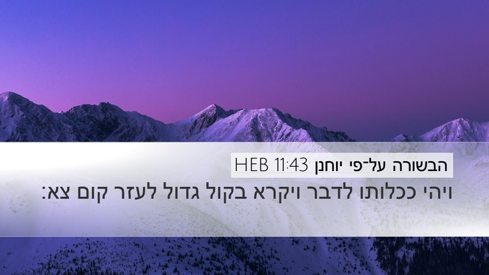 הבשורה על־פי יוחנן 11:43 HEB Bible Verse Image