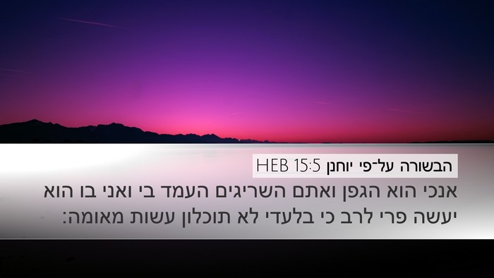 הבשורה על־פי יוחנן 15:5 HEB Bible Verse Image