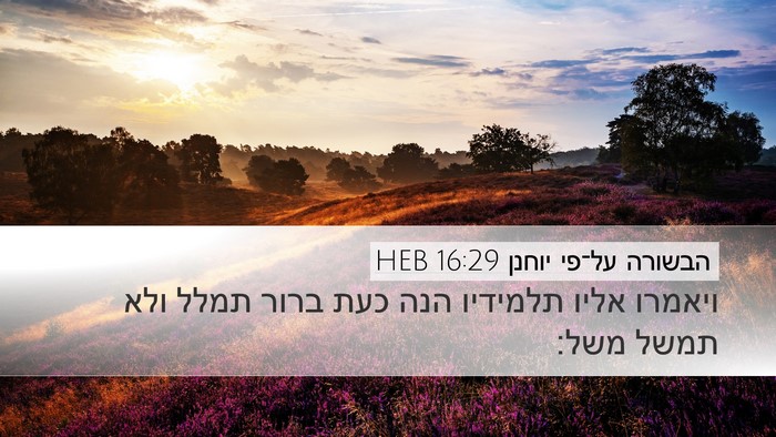 הבשורה על־פי יוחנן 16:29 HEB Bible Verse Image