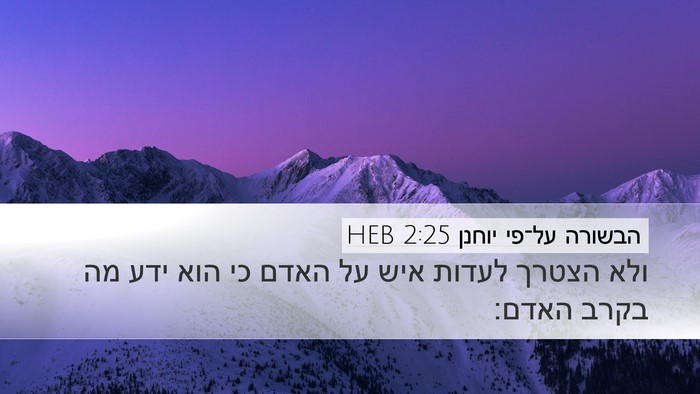 הבשורה על־פי יוחנן 2:25 HEB Bible Verse Image