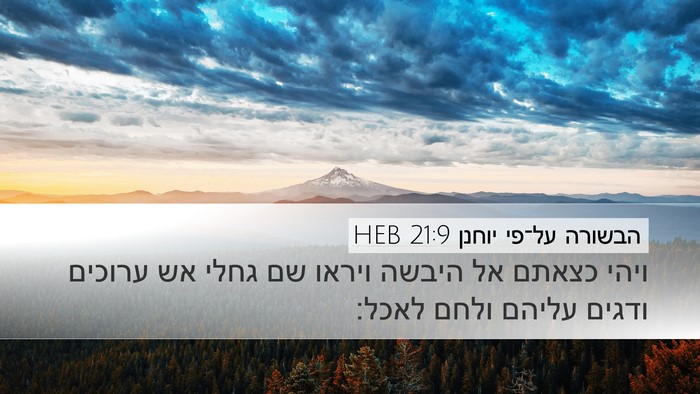הבשורה על־פי יוחנן 21:9 HEB Bible Verse Image