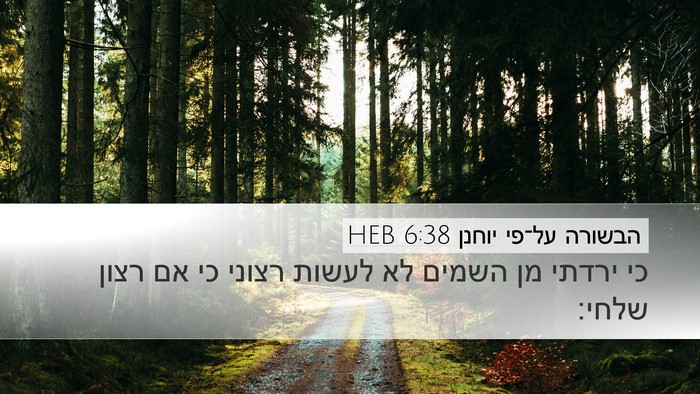 הבשורה על־פי יוחנן 6:38 HEB Bible Verse Image
