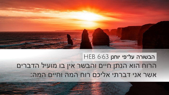 הבשורה על־פי יוחנן 6:63 HEB Bible Verse Image