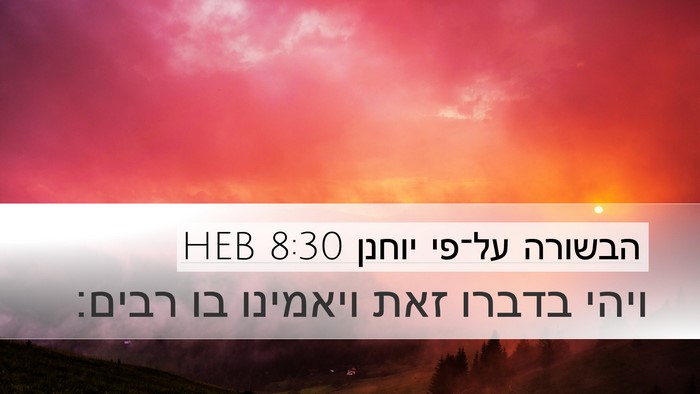 הבשורה על־פי יוחנן 8:30 HEB Bible Verse Image