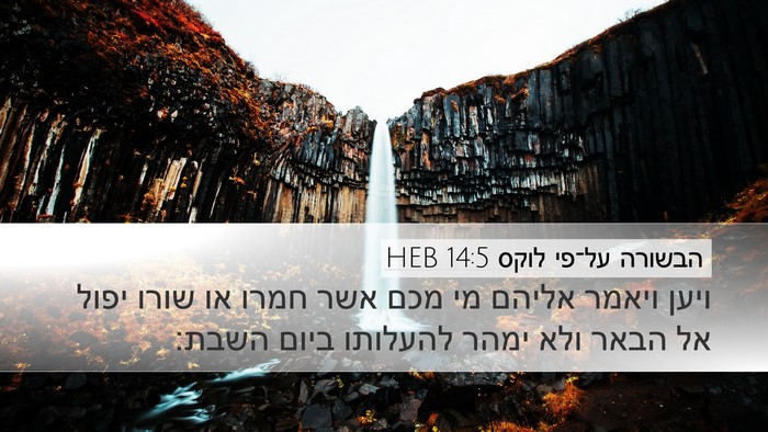 הבשורה על־פי לוקס 14:5 HEB Bible Verse Image
