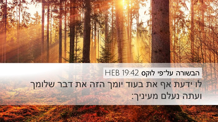 הבשורה על־פי לוקס 19:42 HEB Bible Verse Image