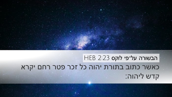 הבשורה על־פי לוקס 2:23 HEB Bible Verse Image