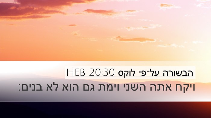 הבשורה על־פי לוקס 20:30 HEB Desktop Wallpaper - ויקח אתה השני וימת גם הוא - Desktop Bible Verse Wallpaper