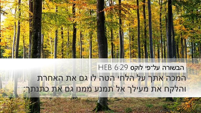 הבשורה על־פי לוקס 6:29 HEB Desktop Wallpaper - המכה אתך על הלחי הטה לו גם - Desktop Bible Verse Wallpaper
