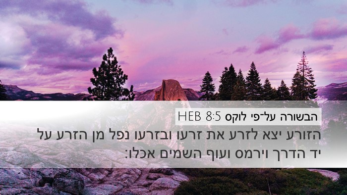 הבשורה על־פי לוקס 8:5 HEB Bible Verse Image