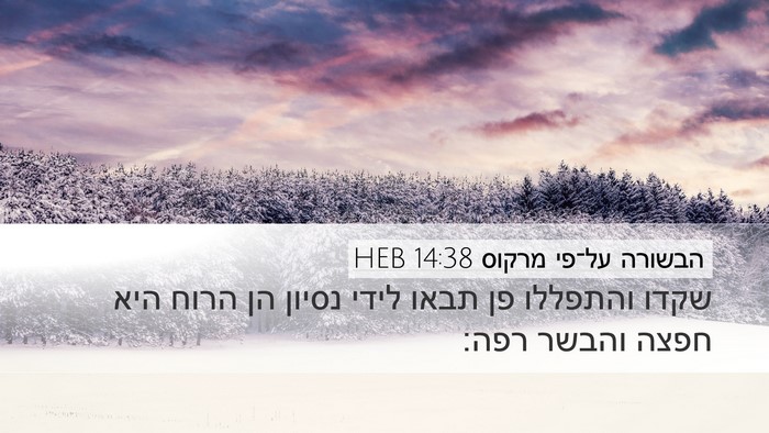 הבשורה על־פי מרקוס 14:38 HEB Bible Verse Image